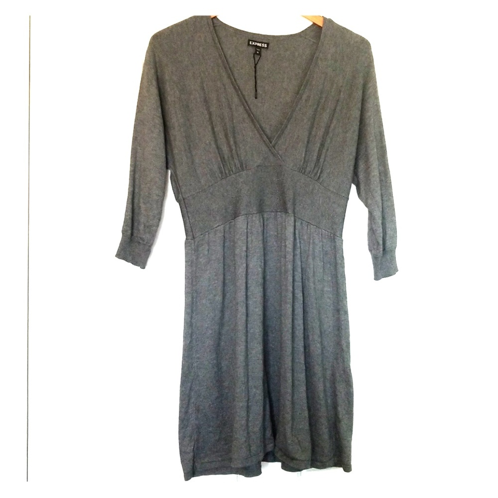 Express Gray 3/4 Sleeve Sweater Dress NWOT